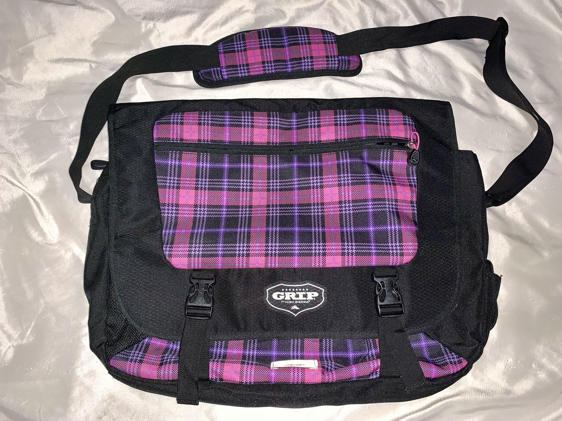 GRIP By High Sierra Laptop Bag! Messenger Bag! Backpack! Crossbody! Nice! Punk Pink Plaid