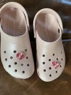 Pink iridescent crocs women's 8