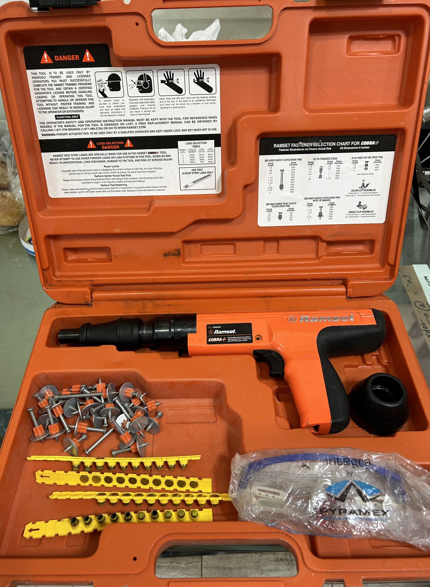 RAMSET Cobra + 27 Caliber Powder Actuated Tool + Case, Nails, Strip Loads  