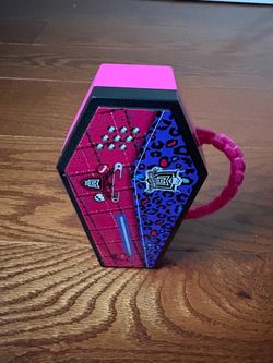 Mattel Monster High Coffin-Shaped Doll Purse Bag Handle Pink Black Purple 11"
