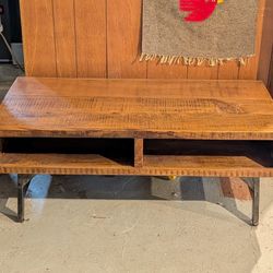 Industrial Coffee Table - Wood Plank And Metal Legs