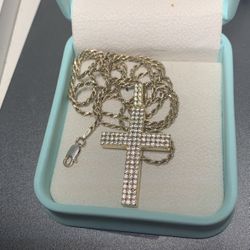 925 Silver 14K Gold Vermeil Cross Pendant 