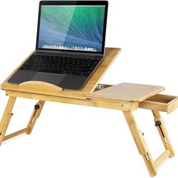 Mount-It! Laptop Bed Tray with Tilting Top and Pull-Out Storage Drawer | Adjustable Breakfast Table