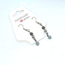 Jade Stone &  Lava Rock Pierced Earrings, New