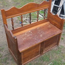 Wood Bench W/Storage. Antique! 
$45.  (OBO)