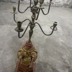 Victorian Hand Carved Standing Candle Holder 