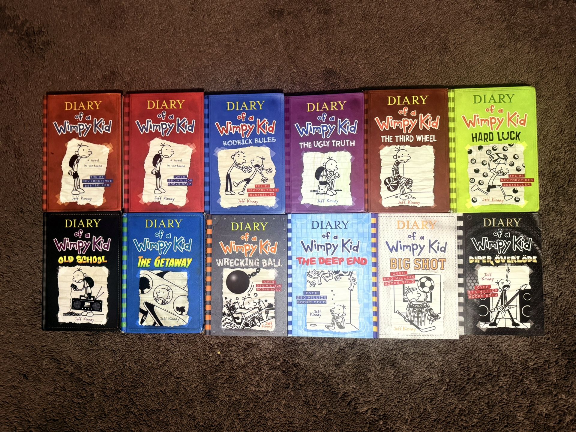 Diary of a Wimpy Kid Book Lot – 11 Hardcovers + 1 Softcover – Good to Mint Condition