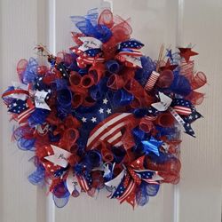 Patriotic Star Deco Mesh Wreath