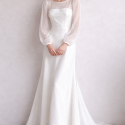 Lulu's White Wedding Maxi Dress Sheer Sleeves Train Elegant Size S.
