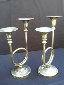 2 Brass Candle Stick Stands