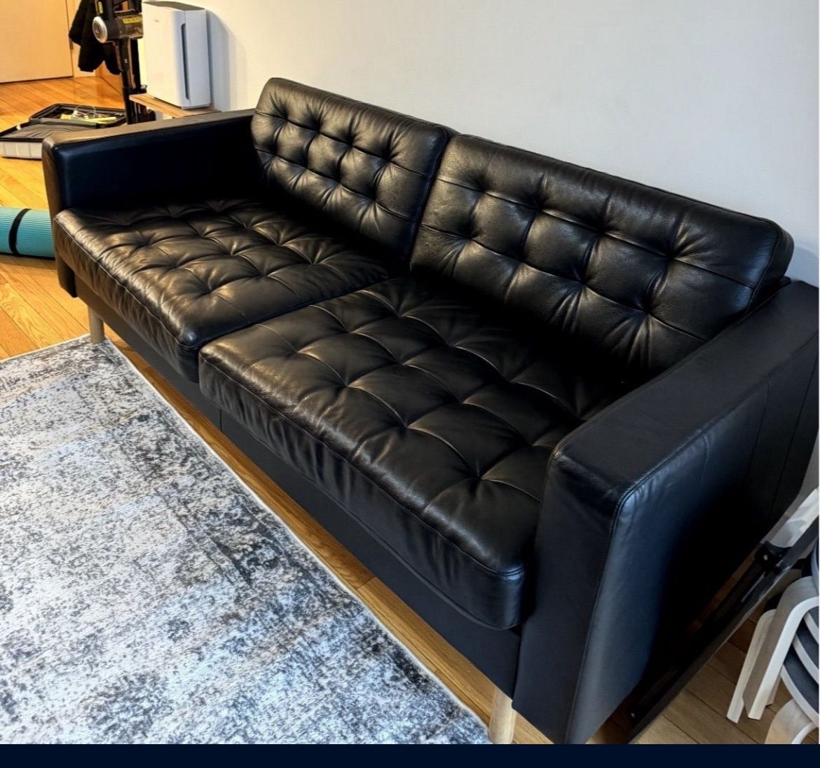 Free Delivery! IKEA Morabo Leather Black Sofa