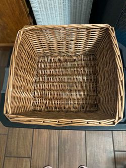 brown, handwoven willow storage basket