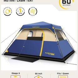 FanttikOutdoor Camping Tent 6 Person Instant Cabin Tent Setup in 60 Seconds with Rainfly & Windproof Portable with Carry Bag for Family Camping & Hiki