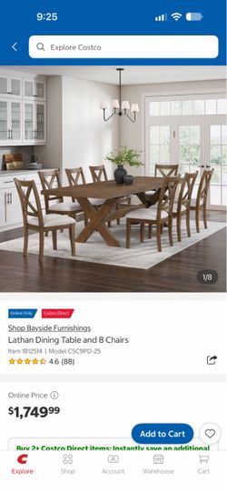 Bayside Furnishings Lathan Dining Table and 8 Chairs