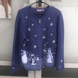 CROFT & BARROW Christmas/Winter Zip-Up Sweater (L)