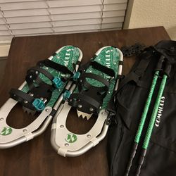 Commouds 25” Lightweight Snow Shoes And Trekking Poles