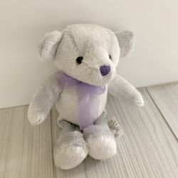 Lavender Bear With Ribbon Necklace Plushie Doll