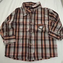 Boyz Wear Western Plaid Shirt Boys Long Sleeve Button-Up Baby Size 12 Months