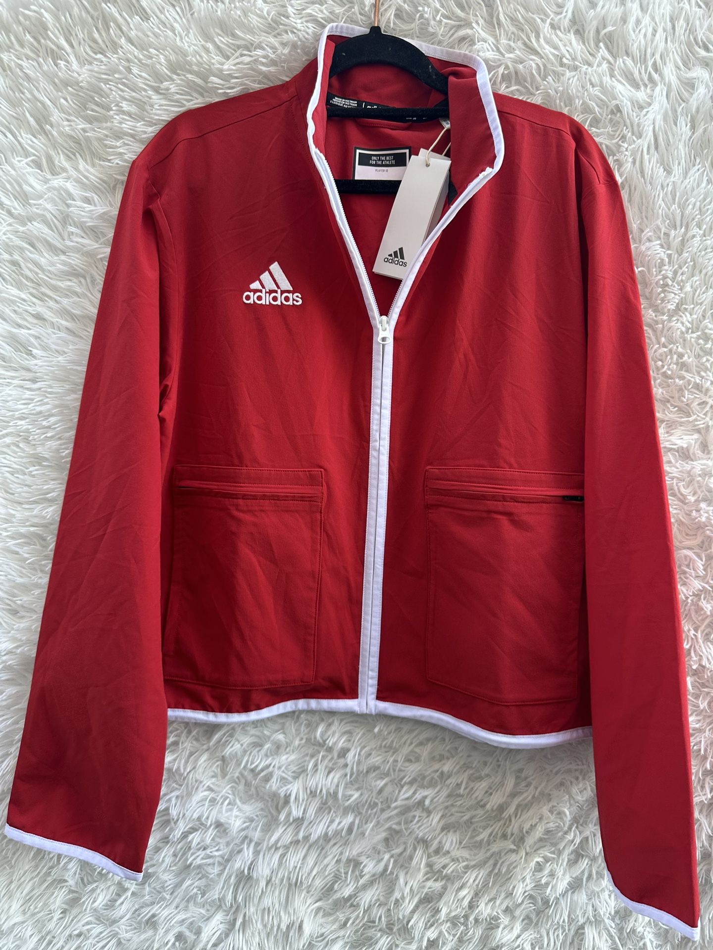 Women Adidas Red and White Track Jacket Size Small new