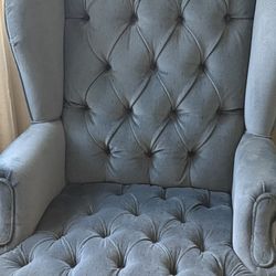 MCM Velour Wingback Fireside Chair