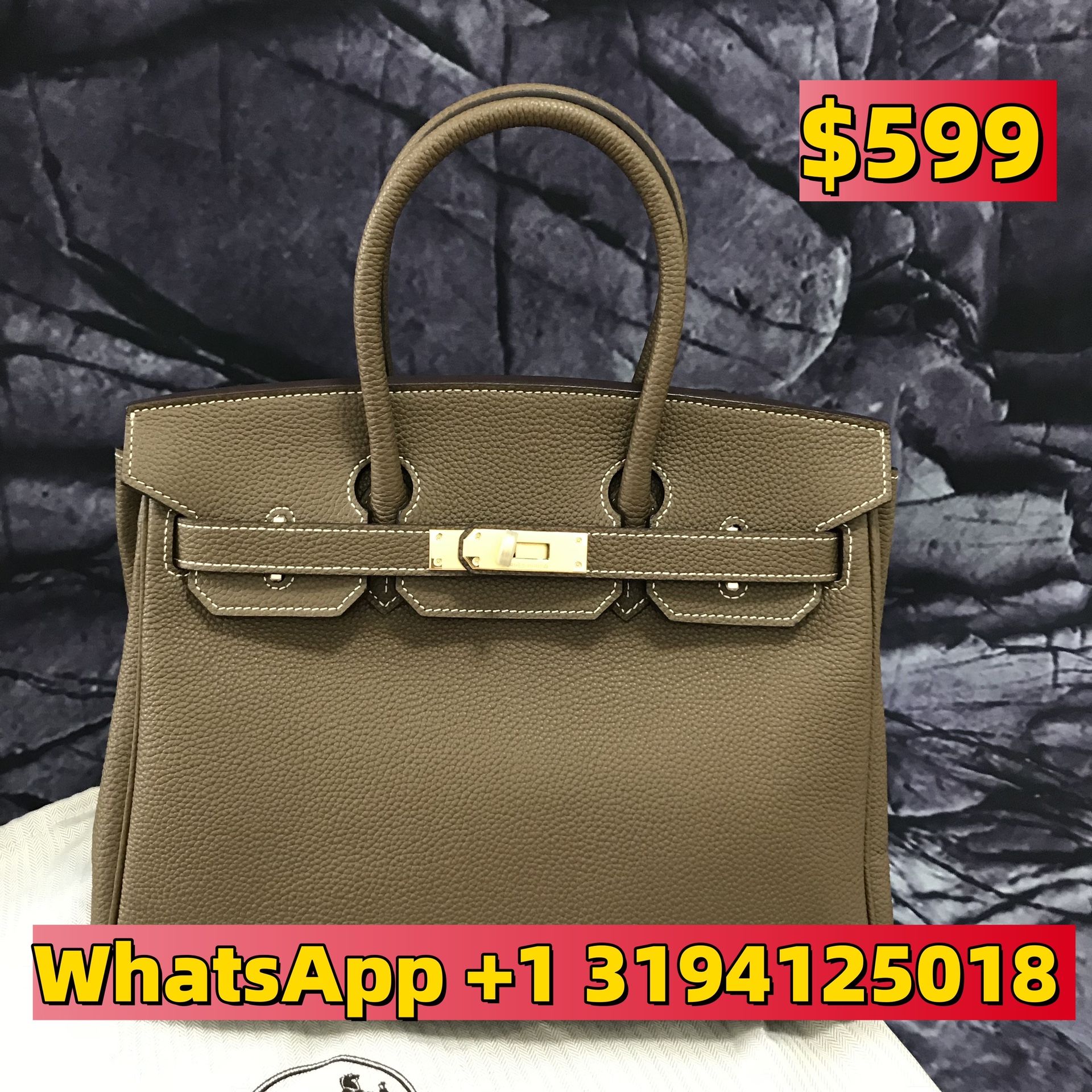 Hermes Raisin Togo Leather Palladium Hardware Birkin 35 Bag