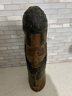 Heavy, Thick, Tall Wood Carved Statue