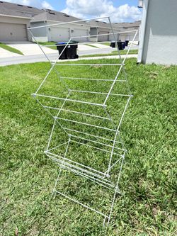 Foldable Metal Clothes Drying Rack – White