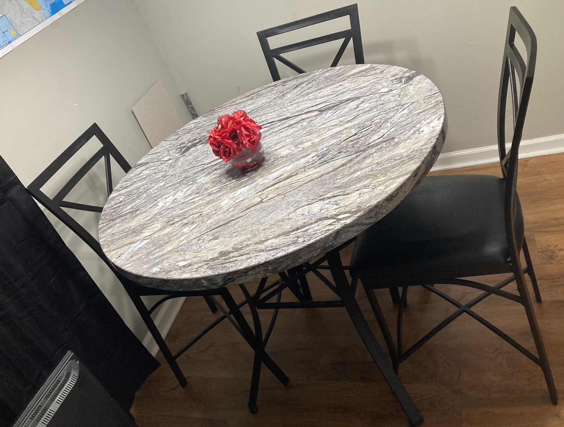 4 Chair And Faux Marble Table 