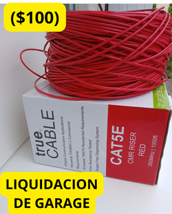 Cable Ethernet Cat 5e TrueCABLE 1000 pies Rojo Cobre Puro CMR