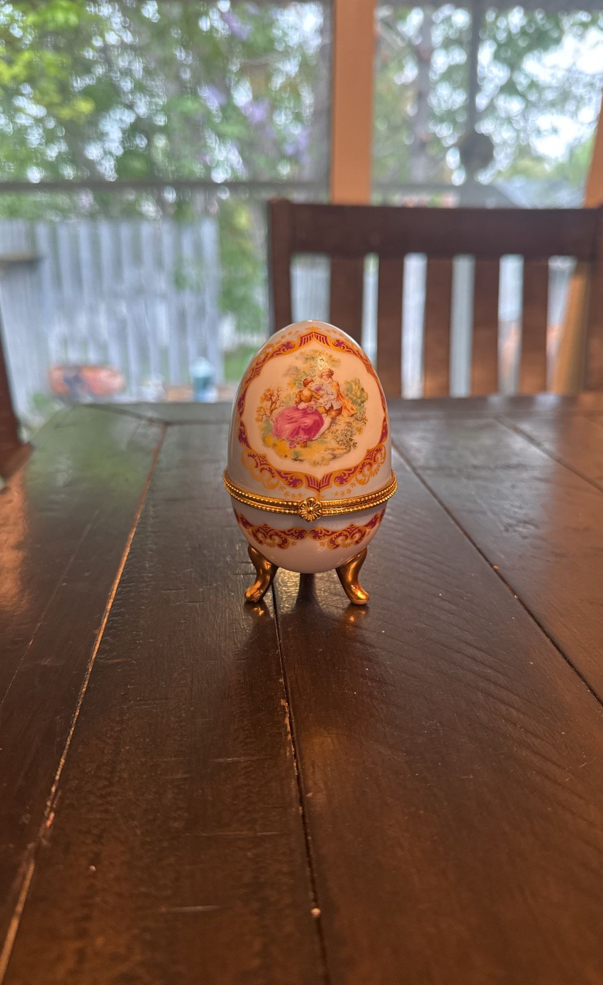 Vintage porcelain egg trinket box