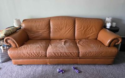 Brown leather couch