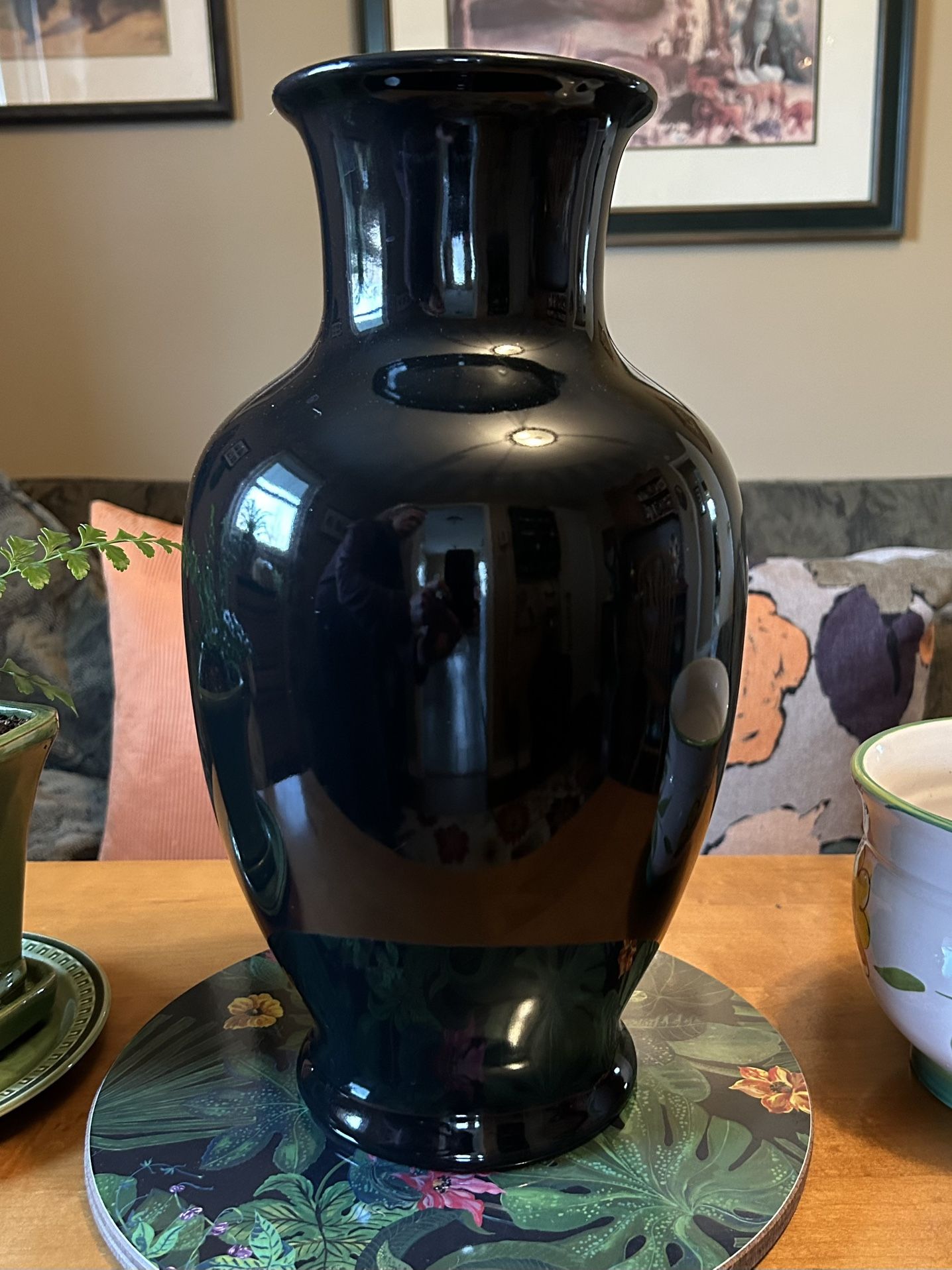 Vintage Black Porcelain Vase