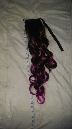 Dark brown pink ombre ponytail hair extention