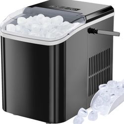 Ice Maker, Portable Countertop Icemaker Machine, Self Cleaning Quiet 2 Sizes Bullet Cubes Makers, 9 Cubes in 6 Mins, 26.5lbs/24Hrs with Ice Scoop, Bas