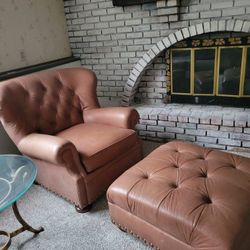 *Leather* Arm Chair And Ottoman
