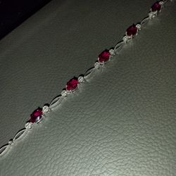 Red Sapphire Stone 925 Silver 