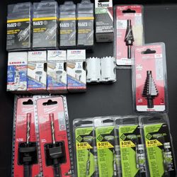 Milwaukee, Klein, Lenox Drill Bits & Hole Saw Bundle – Step Bits, Taps, Arbors