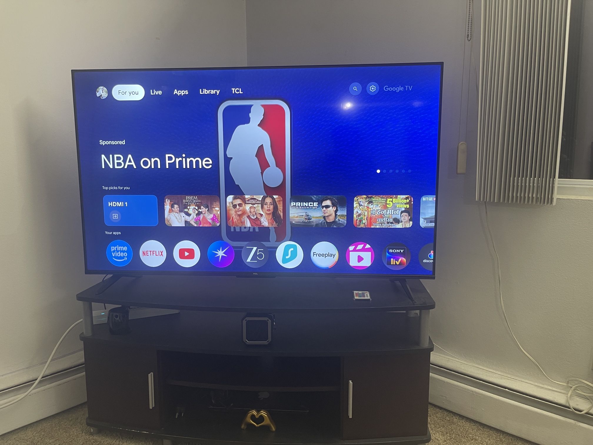 TCL 55 inches QLed google TV with TV table