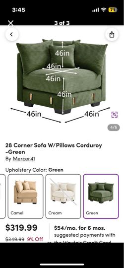 28” corner sofa