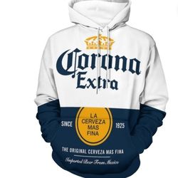 Funny Beer Hoodies for Men Women, Unisex Corona Pullover Hoodies with Pocket, Casual Long Sleeve Sweatshirt Hoodies Halloween 