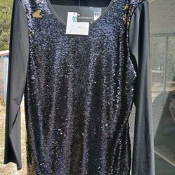 ANTHONY BLACK LONG SLEEVE SEQUENCE TOP 