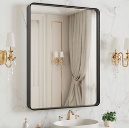 20" X 16" Black Metal Framed Wall Mirror
