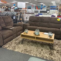 Price Drop✅Stunning Brown Reclining Sofa&Loveseat Available Now Only $699
