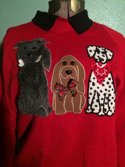 Vintage 80s novelty dog sweater sweatshirt sz Large