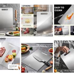 New Titanium Cutting Board - 100% Pure Titanium Cutting Boards For Kitche,Easy to clean, Double-sided food-grade Cutting Board For Meats, Fruits And V
