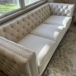 Ivory Velvet Sofa