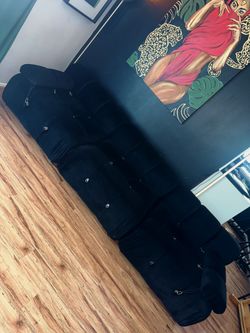 104” Black Velvet Modular Sofa