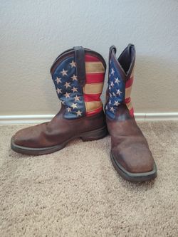 Durango Rebel Men's Leather Western Pull-On Flag Steel Toe Boots Size 13W