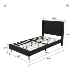 Twin Size Low Profile Bed Frame In Black Color 