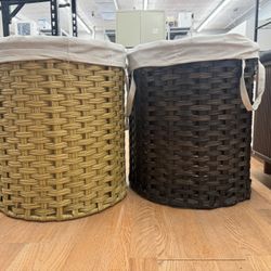 Brand new round wicker, laundry baskets